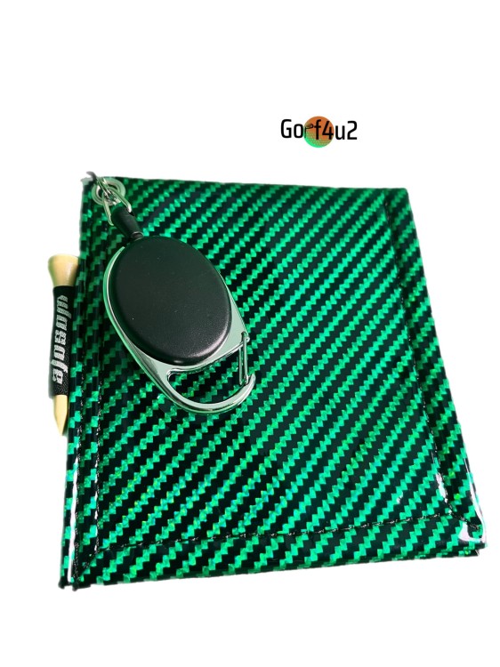 Ręcznik do piłeczki golfowej i kija do golfa ziolono czarny front