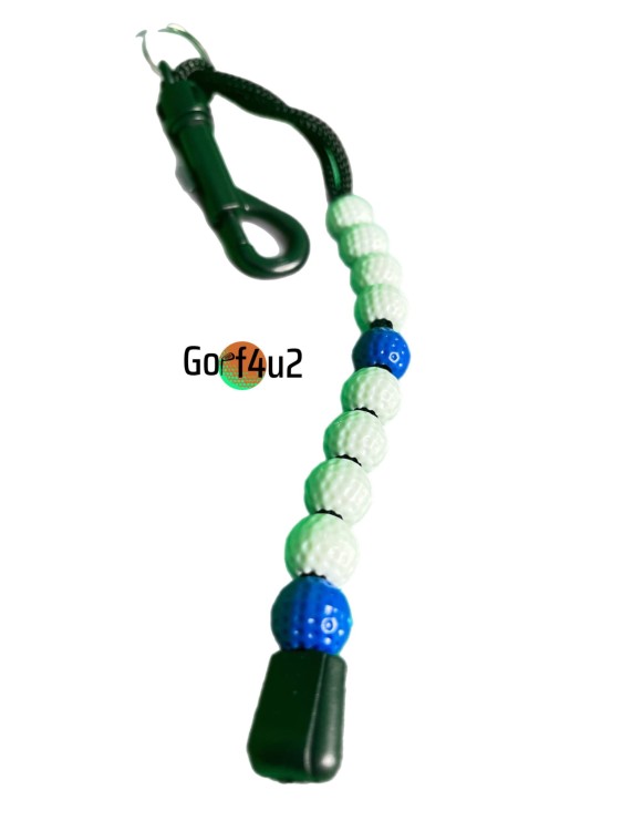 Koraliki do liczenia punktów uderzeń w trakcie rundy golfa niebiesko białe
