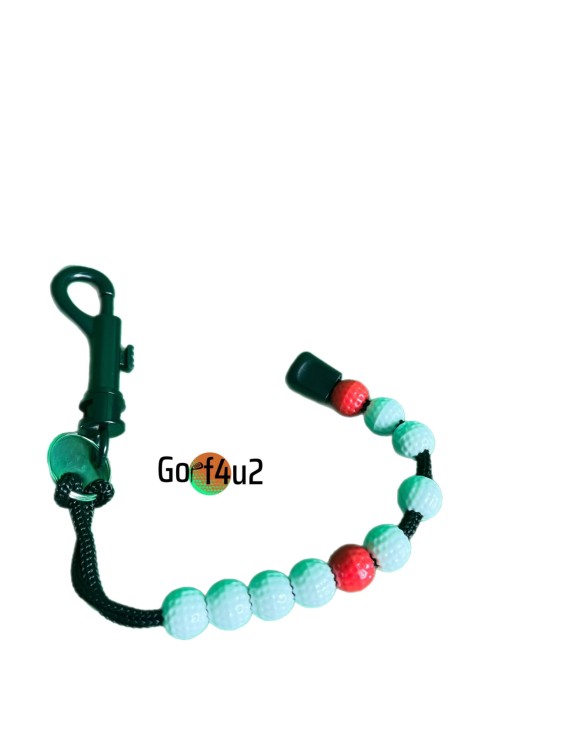 Koraliki do liczenia punktów uderzeń w trakcie rundy golfa czerwono białe